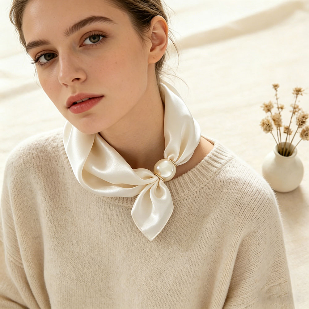 Silk Neck Scarf - Syal Rantai Sutra Magnetik Tipis dengan