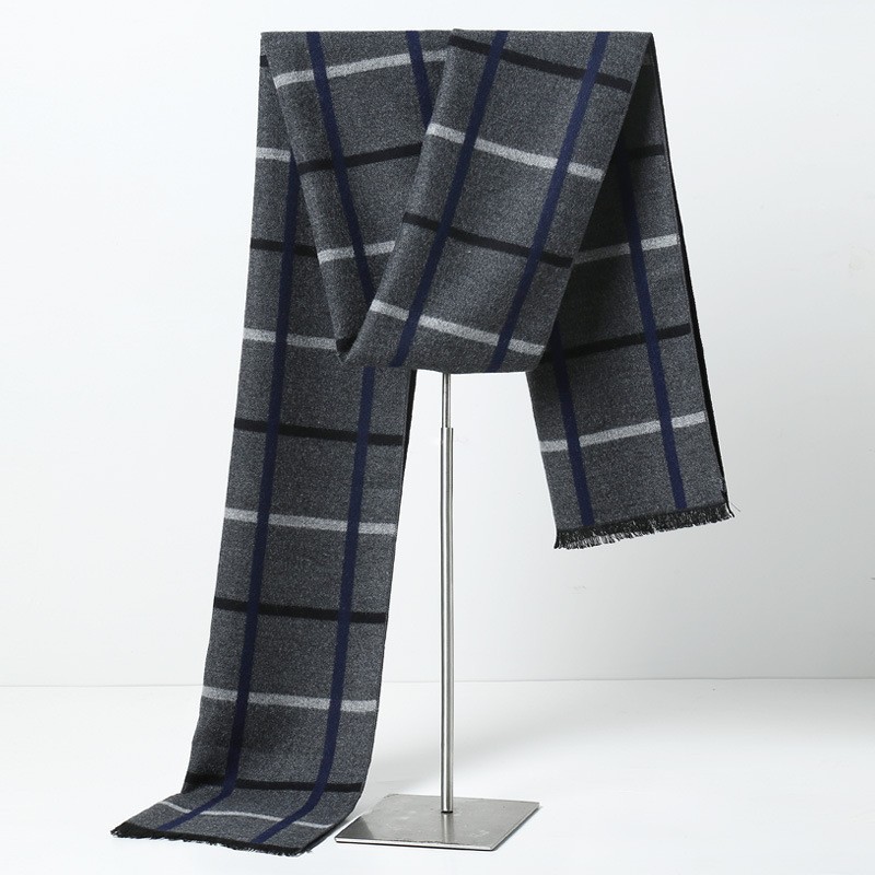 Muffler Men Wool - Syal Pria Bermotif Kotak-kotak Merek Desainer,