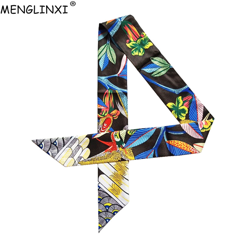Silk Neck Scarf - Mewah Merek Hummingbird Cetak Kurus Sutra