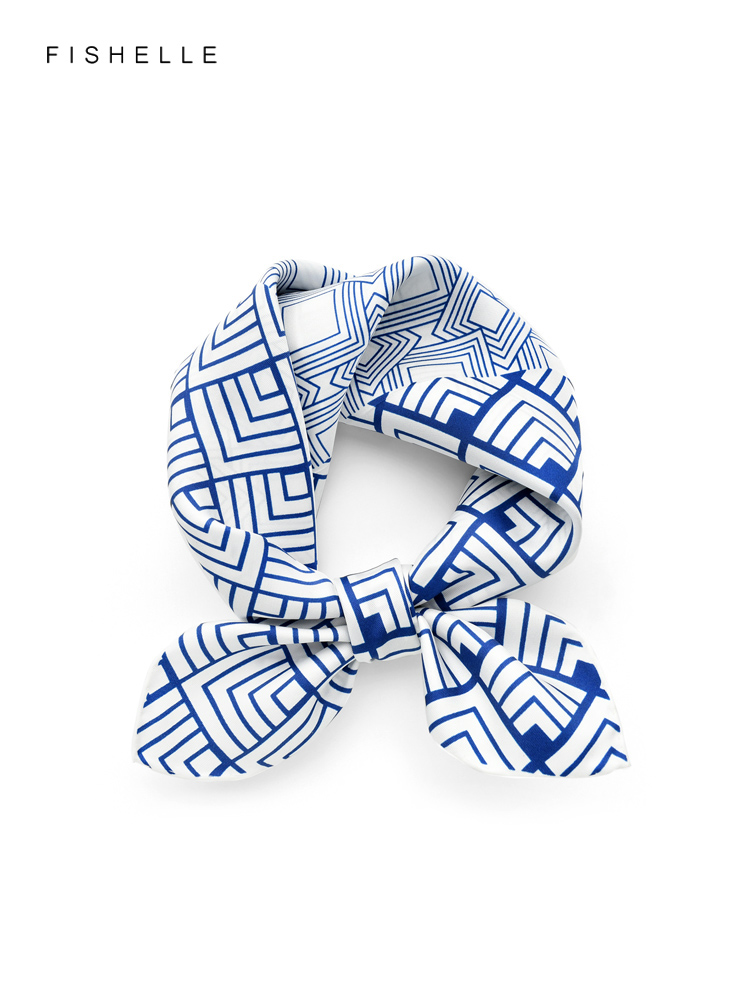 Cina Klasik Biru Putih Porsele - Silk Neck Scarf ulasan dan harga