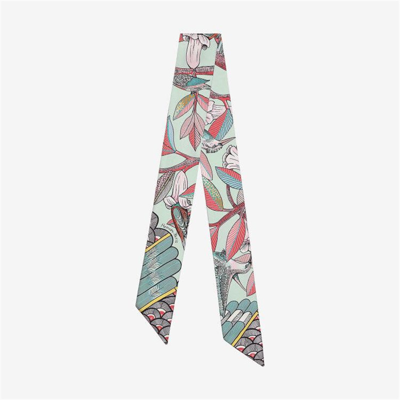 Mewah Merek Hummingbird Cetak  - Silk Neck Scarf ulasan dan harga